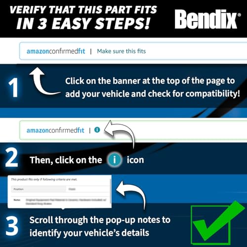 بنديكس Bendix Fleet Metlok PBD2407 وسادات الفرامل الأمامية شبه المعدنية لنماذج مختارة كاديلاك CT5، إسكاليد، إسكاليد ESV، شيفروليه سيلفرادو 1500، سوبربان، تاهو، جي إم سي سييرا 1500، يوكون، يوكون XL - Image 2